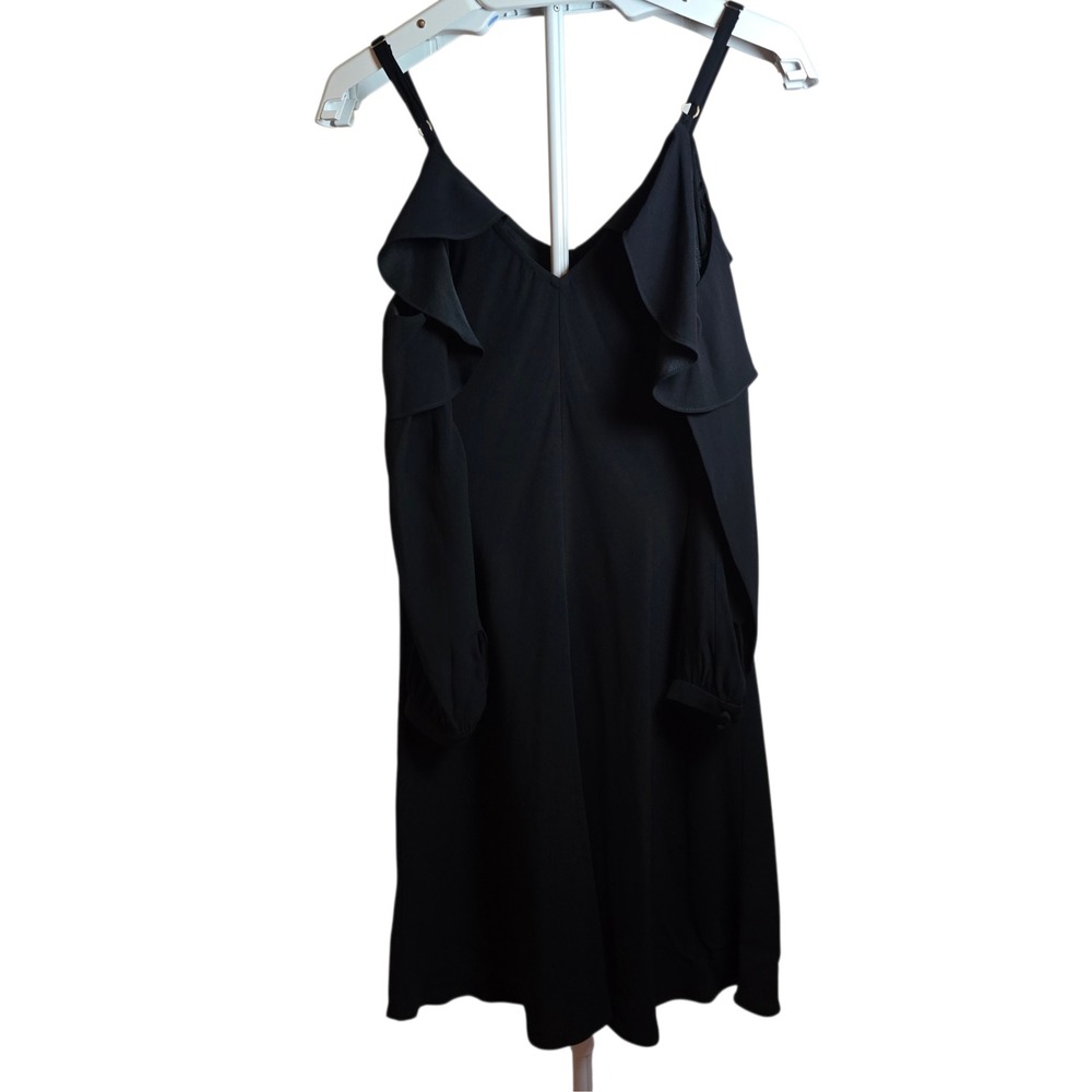 A.L.C. Felicia Black Cold Shoulder Ruffle Dress Size 0 Italian Fabric - Picture 11 of 11